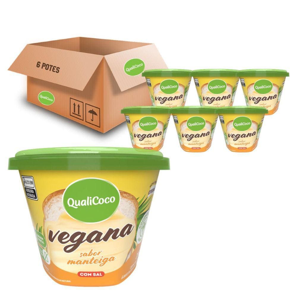 Manteiga De Coco Vegana Com Sal Qualicoco 200G 6 Potes