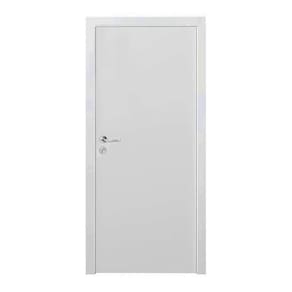 Kit Porta de Madeira 210x80cm Lisa Primer Esquerda Moldufama Branco