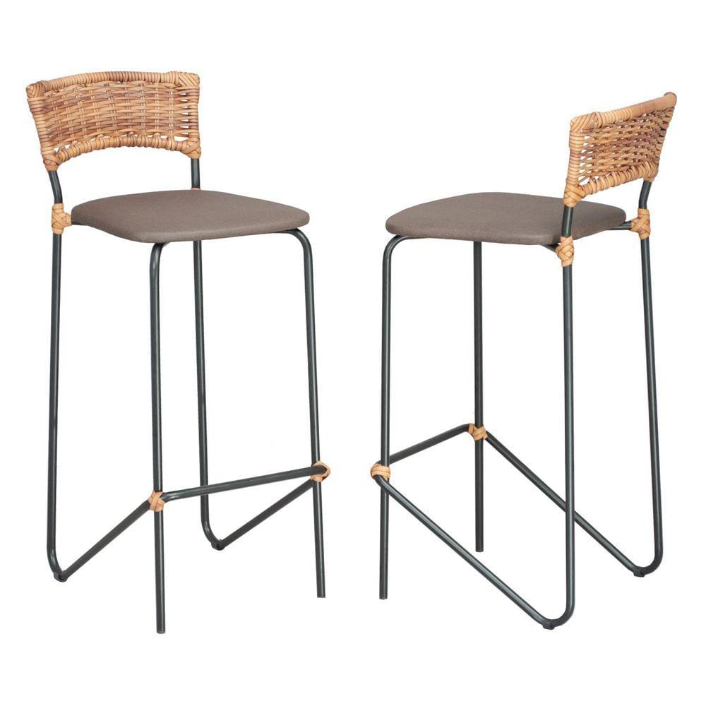 Kit 2 Banquetas em Aço Carbono com Encosto Móveis Brastubo Preto/Marrom News
