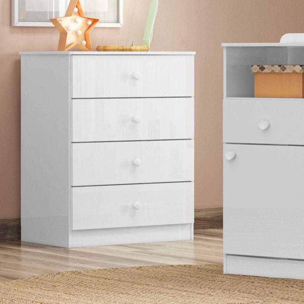 Cômoda 4 Gavetas Amarelinha Henn Branco