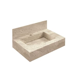 Bancada em Porcelanato para Banheiro 60cm Pró com Cuba Esculpida Blu Travertino