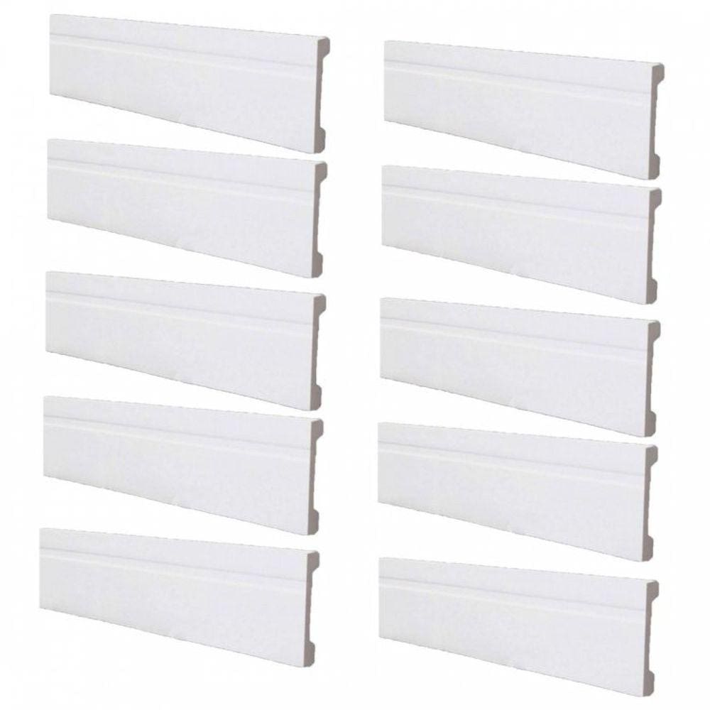 Kit 10 Barras Rodapé Poliestireno 15cm Frisado GART FB15 Barra com 2,44m Branco