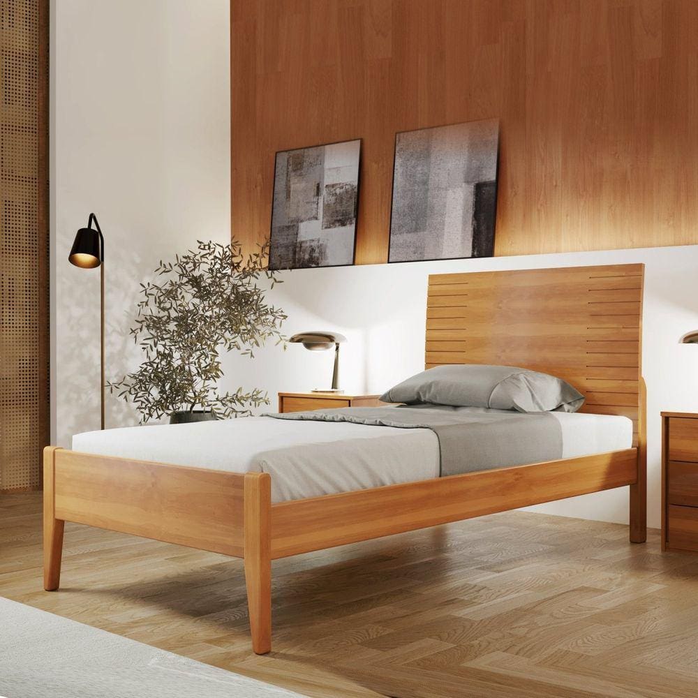 Cama Solteiro 90cm Amazone Josandro Móveis Amêndoa/Mel