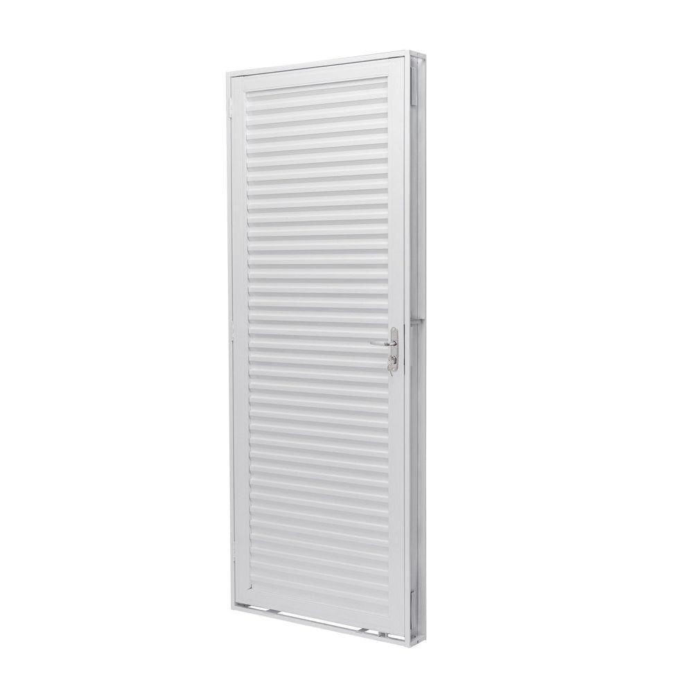 Porta de Aço Laminada 215x83cm Batente 12cm Unicsol Ramassol Branco