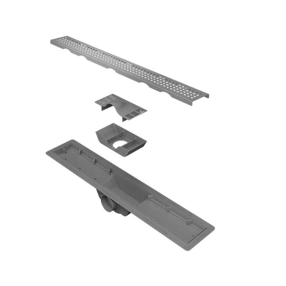 Ralo Linear Versata Base Pvc 60X8 Cm Tampa Inox Perfurada Rvp600