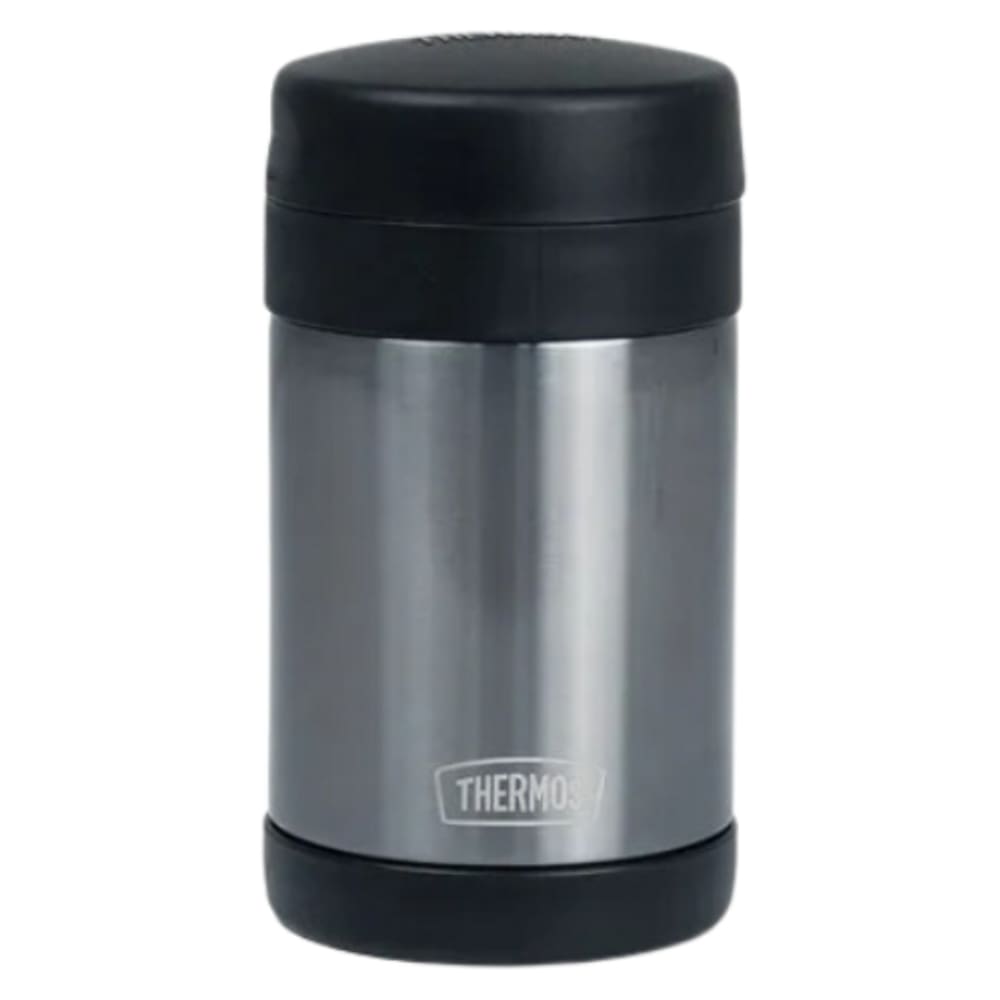 Pote Térmico Infantil Adulto Inox Thermos ® Funtainer Preto com Colher 470ml Quente e Frio com Aço Inox e Pratico - Thermos