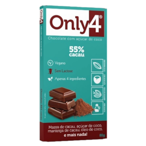 Chocolate 55% Cacau Sem Lactose Vegano Only4 80g