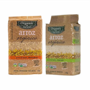 Kit 2 Arroz Orgânico Organic 1kg: Branco Polido, Integral