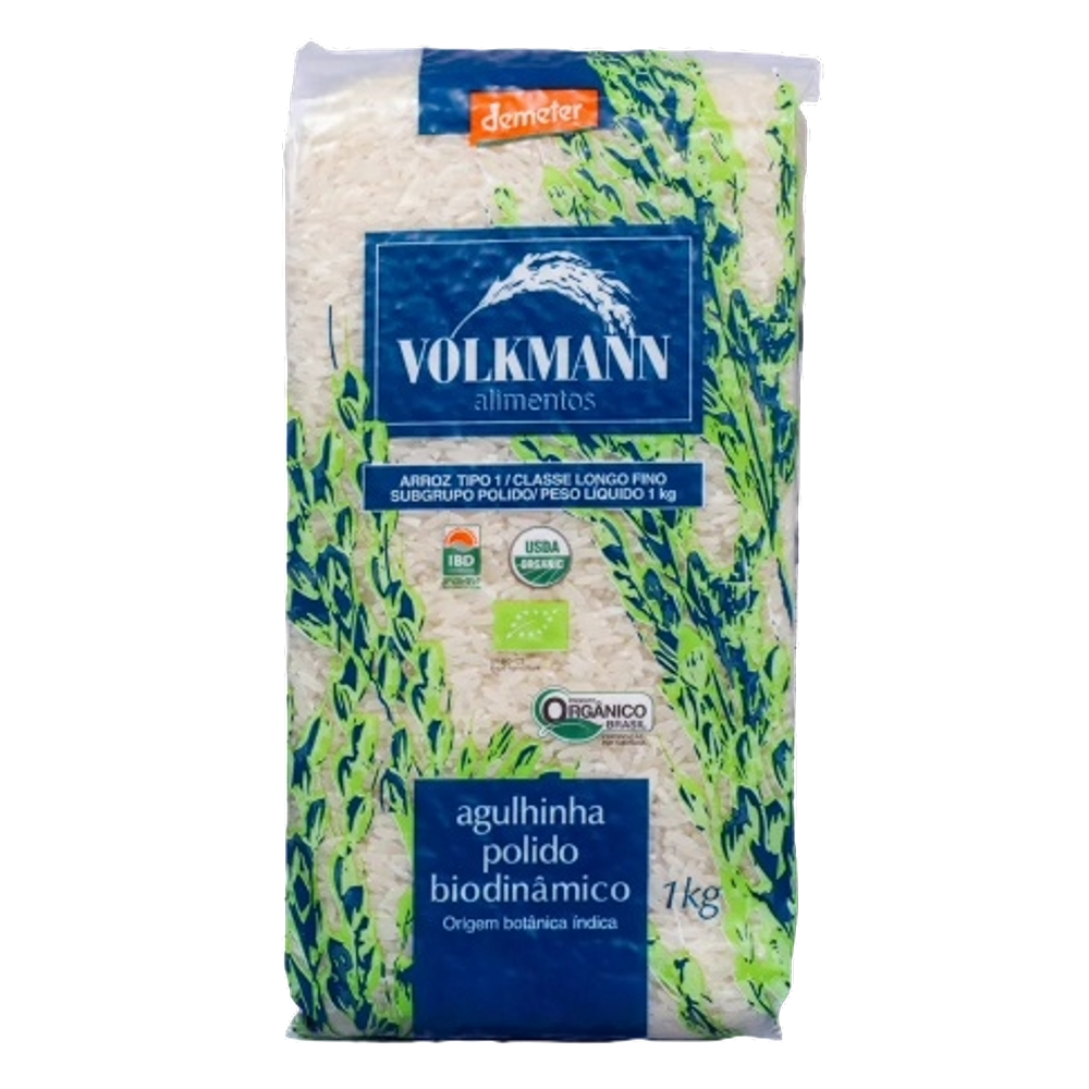 Kit 3X: Arroz Agulhinha Polido Orgânico Biodinâmico Demeter Volkmann 1kg