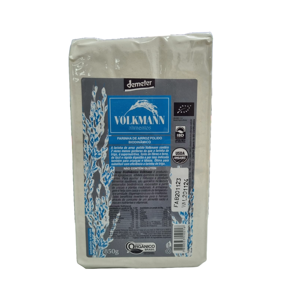 Kit 3X: Farinha de Arroz Polido Orgânico Biodinâmico Demeter Volkmann 850g