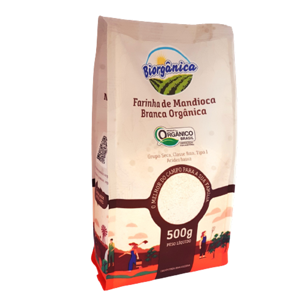 Kit 2X: Farinha de Mandioca Branca Orgânica Biorgânica 500g