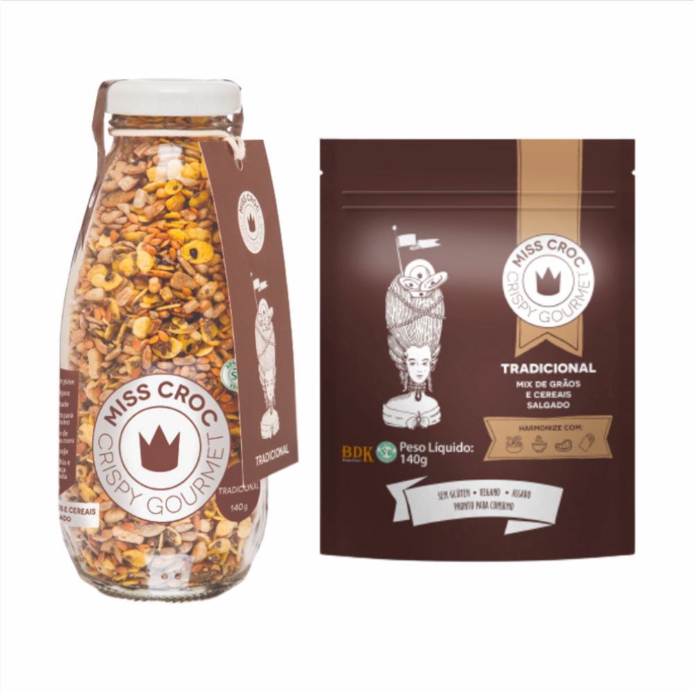 Kit 2 Crispy Tradicional Miss Croc: Garrafa, Refil Sachê