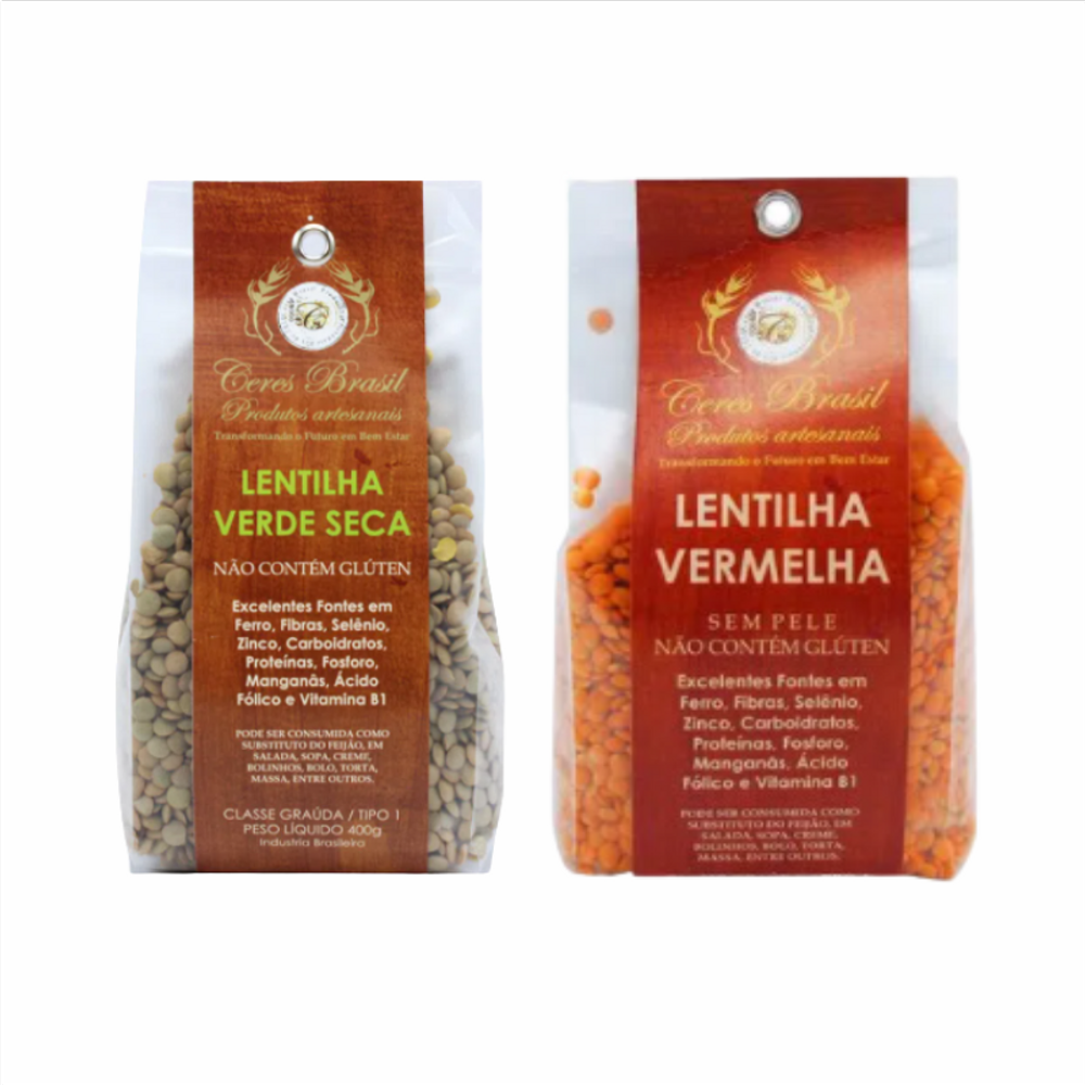 Kit 2 Lentilha Ceres: Lentilha Vermelha, Lentilha Verde