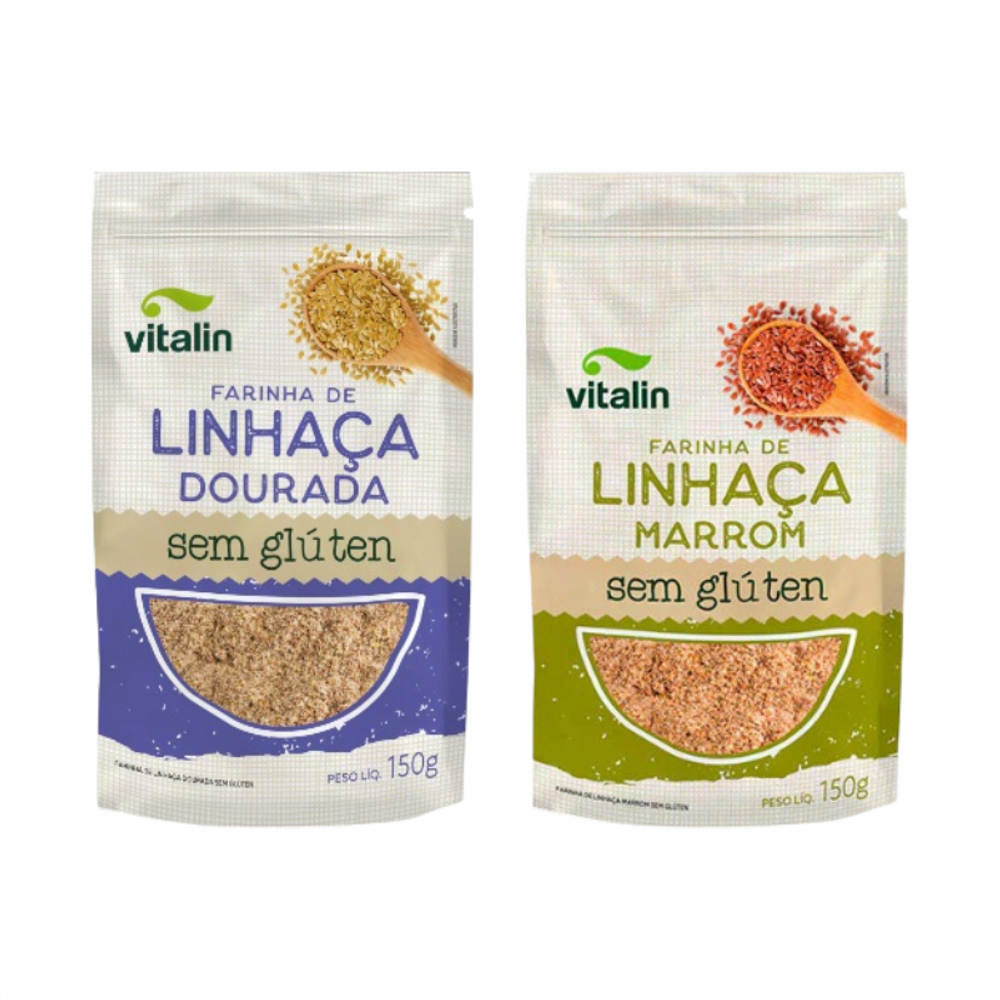 Kit 2 Farinhas de Linhaça Vitalin: Dourada, Marrom