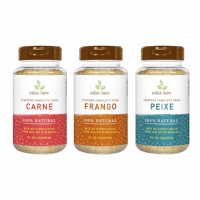 Kit 3 Temperos Estar Bem 190g: Carne, Frango, Peixe