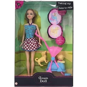 Boneca Dream DOLL Taking MY PETS TO Ride Morena Candide 2940