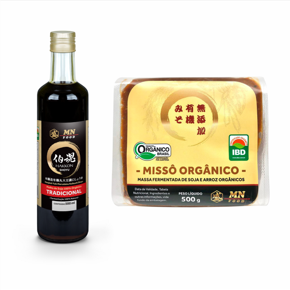 Kit Shoyu Tradicional 500ml e Missô 500g Orgânico MN Food