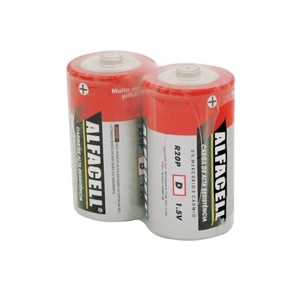 Pilha Comum Gd. 1.5v, Cartela Com 2 Pilhas, Caixa Com 12 Unidades Alfacell - R20p2sc