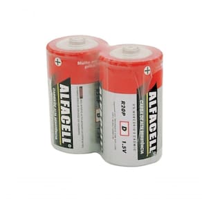 Pilha Comum Gd. 1.5v, Cartela Com 2 Pilhas, Caixa Com 12 Unidades Alfacell - R20p2sc