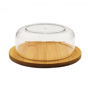 Queijeira Porta Queijo Com Tampa Acrílica 15Cm Bambu - Wincy