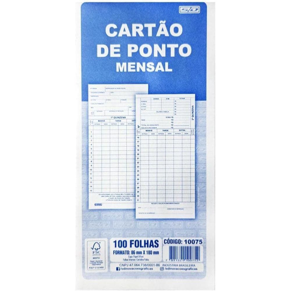 Cartão de Ponto Mensal 100 Folhas 1042572 - São Domingos