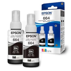 Kit Refil De Tinta Epson 664, Preto, 70ml - T664120-2p