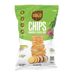 Kit 6X: Chips de Batata Doce e Mandioca Assado Solo Snacks 42g