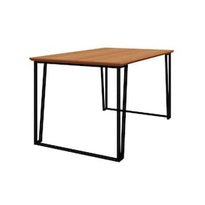 Mesa de Sala Jantar Lisa + Tampo Madeirado 130x80cm Preto/Nature - Cimol