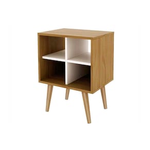 Mesa Lateral p/ Sala E1720 c/ 4 Nichos Natural/Off White - Tecno Mobili