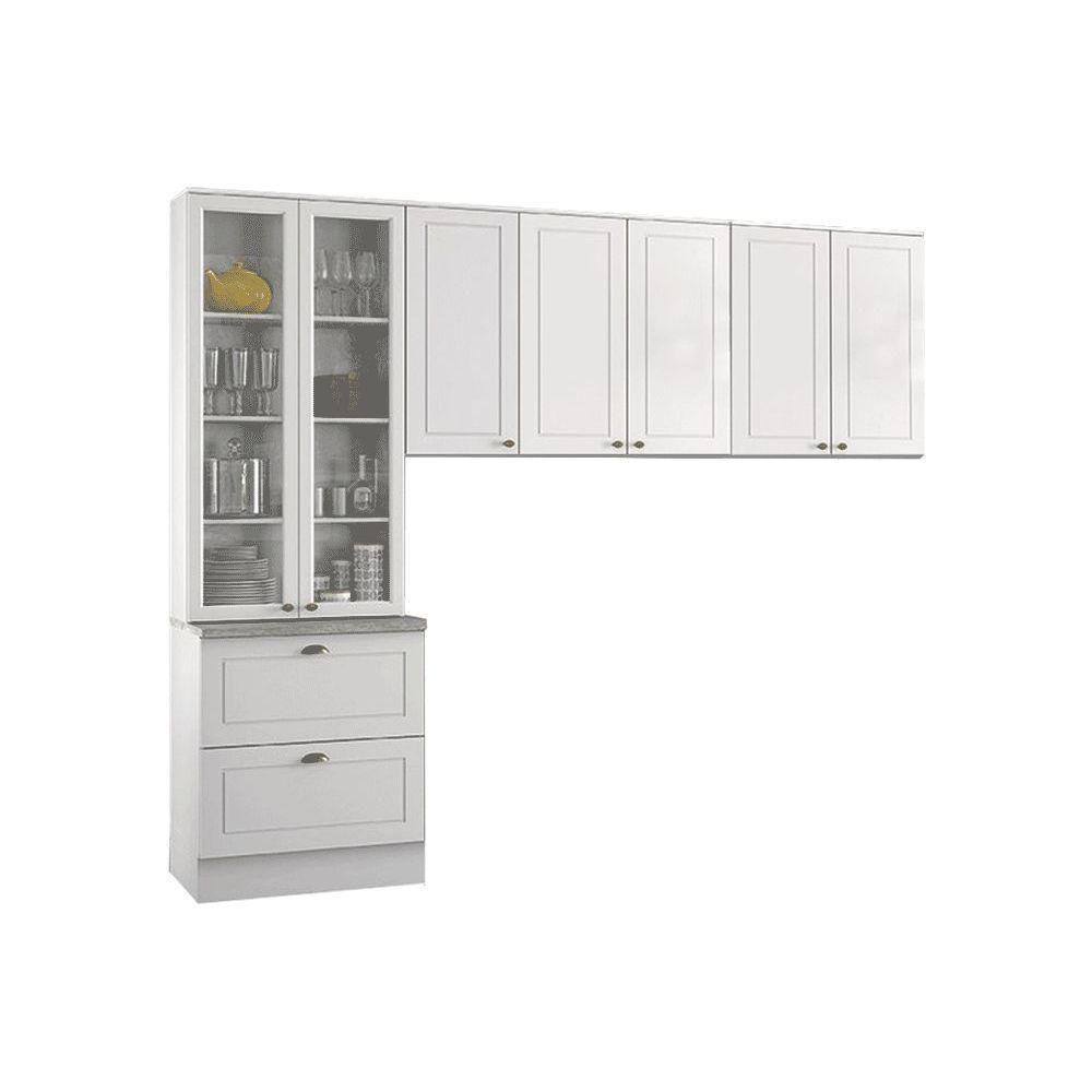 Cozinha Compacta Americana 3 Peças (2 Armários + 1 Paneleiro) CPT06 Branco - Henn