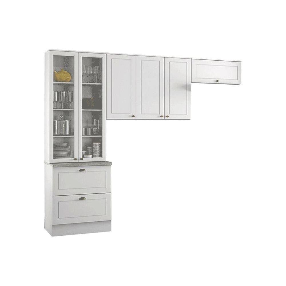 Cozinha Compacta Americana 3 Peças (2 Armários + 1 Paneleiro) CPT07 Branco - Henn