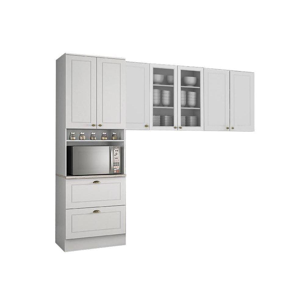 Cozinha Modulada Henn Americana 3 Peças (2 Armários + 1 Paneleiro) CPT12 Branco