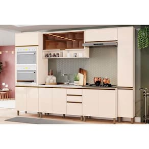 Kit de Cozinha 7 Peças Connect (2 Aéreos+2Balcões+2Paneleiro+1Complemento) CPT92 Off White - Henn