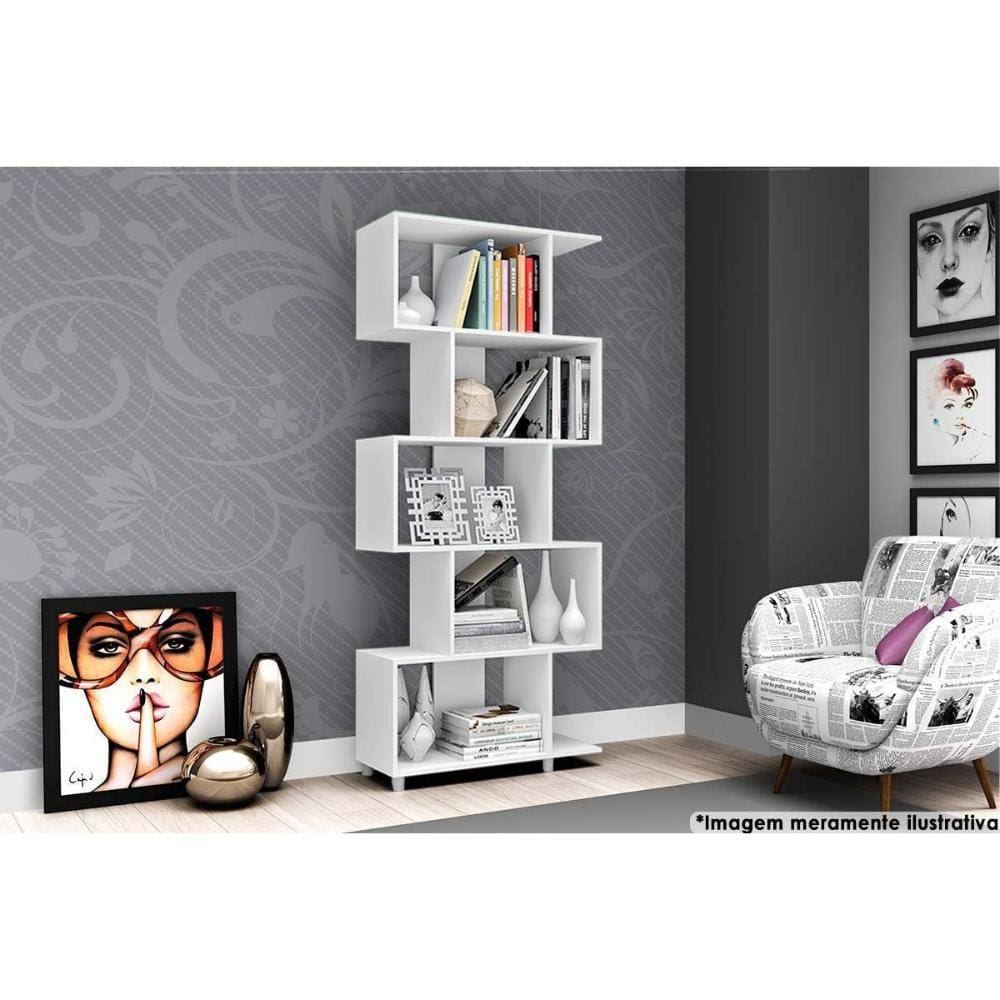 Estante Livreiro Casal ESM209 c/ 5 Nichos Branco - Movelbento