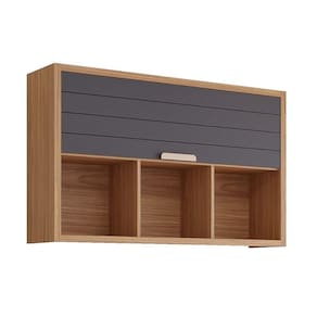 Armário Aéreo p/ Cozinha Eloise c/3 Nichos e 1 Porta Basculante Riscada 120 cm Freijo/Titanium - MGM