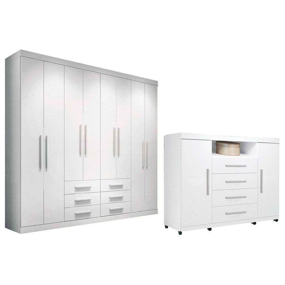 Guarda Roupa Master 8.6 + Cômoda Master 2.4 Branco - Santos Andirá