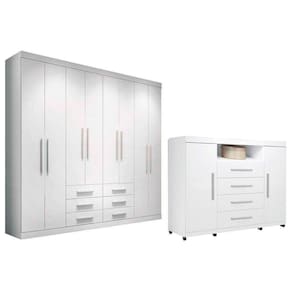 Guarda Roupa Master 8.6 + Cômoda Master 2.4 Branco - Santos Andirá