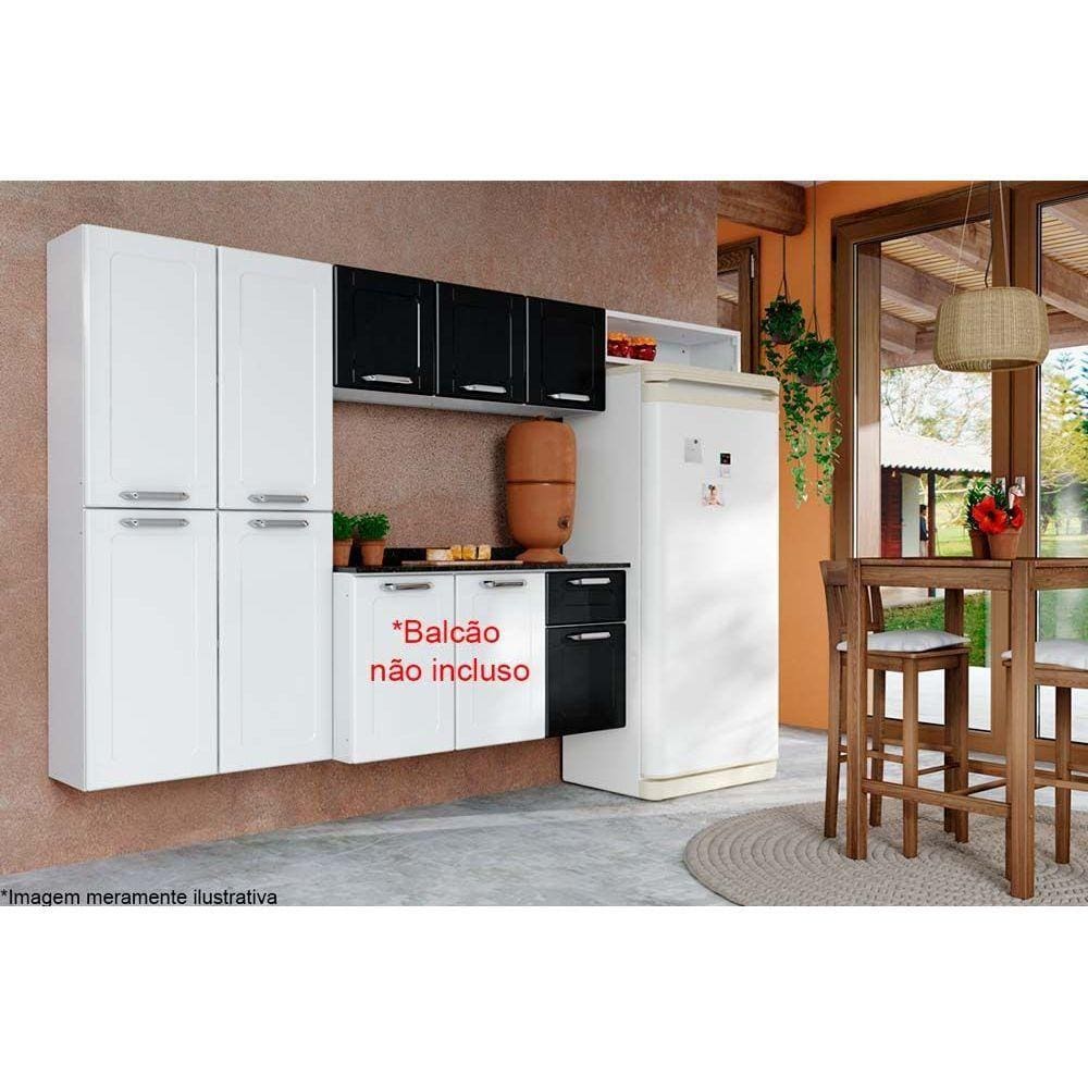 Cozinha Modulada Bertolini Dona Maria 3 Peças (1 Armário + 1 Paneleiro + 1 Complemento) CPT101 Branco/Preto