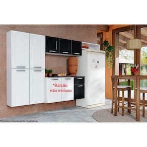 Cozinha Compacta Dona Maria 3 Peças (1 Armário + 1 Paneleiro + 1 Complemento) CPT100 Branco/Preto - Bertolini