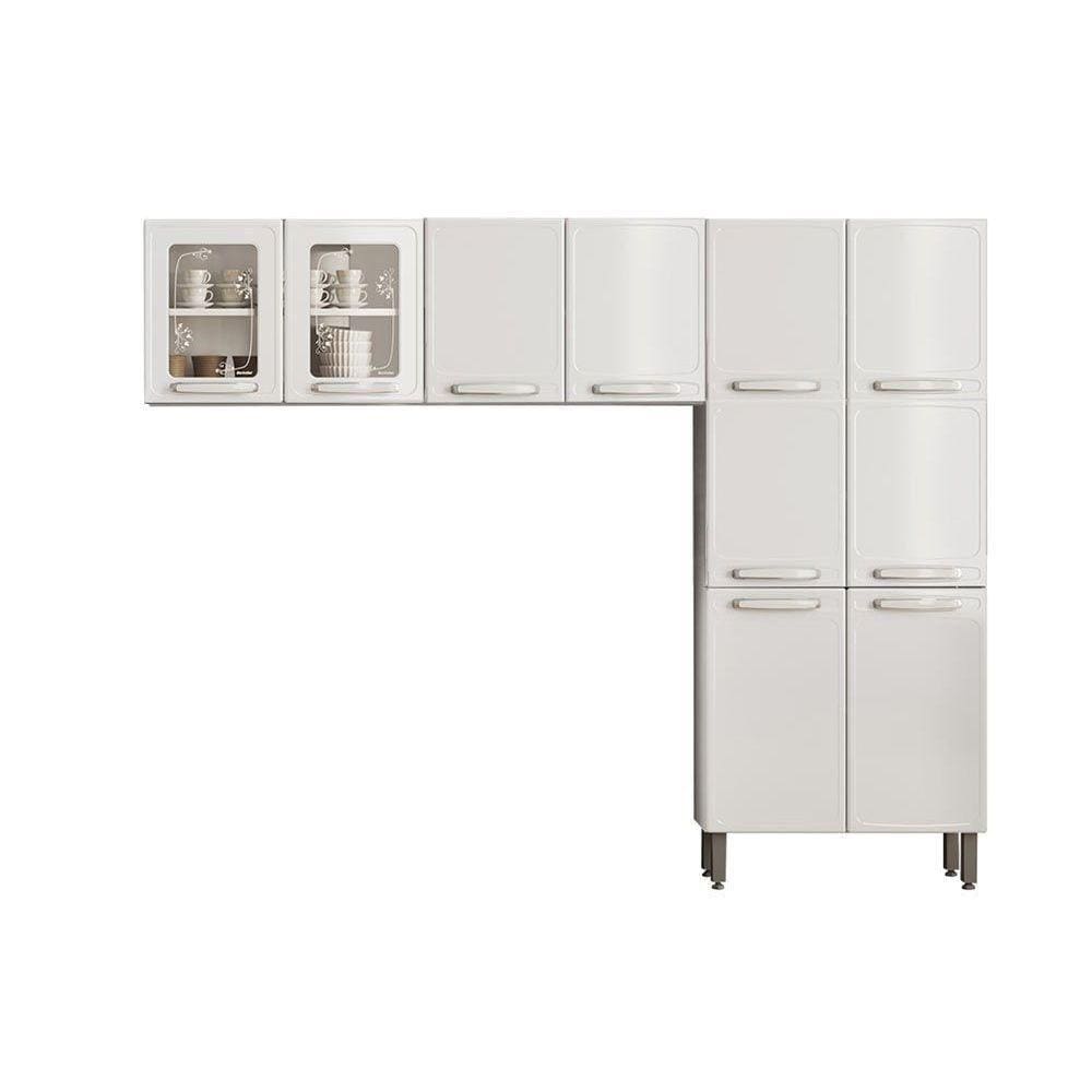 Kit de Cozinha Modulada 3 Peças Evidence (2 Armários + 1 Paneleiro) CPT58 Branco - Bertolini
