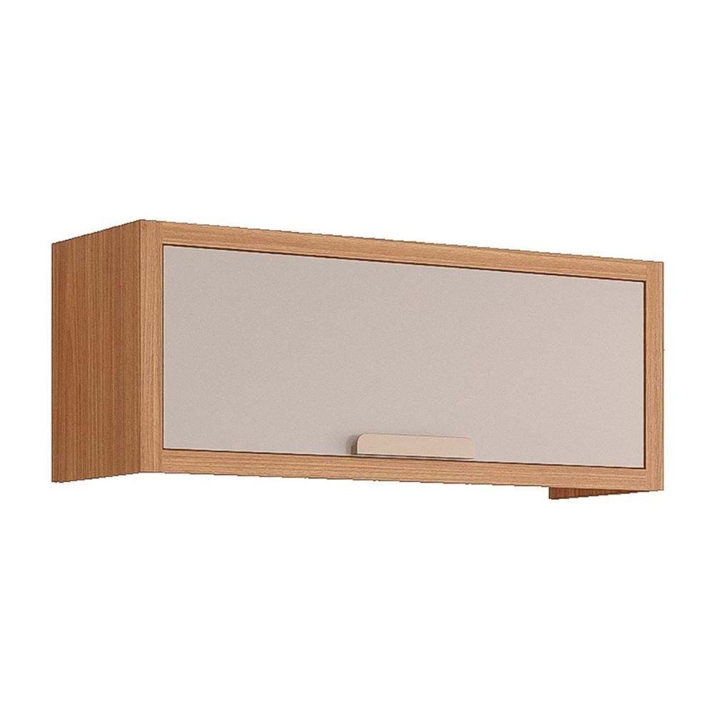 Módulo Cozinha MGM Eloise Armário Geladeira c/1 Porta Basculante Riscada 80 cm Freijo/Off White-MGM