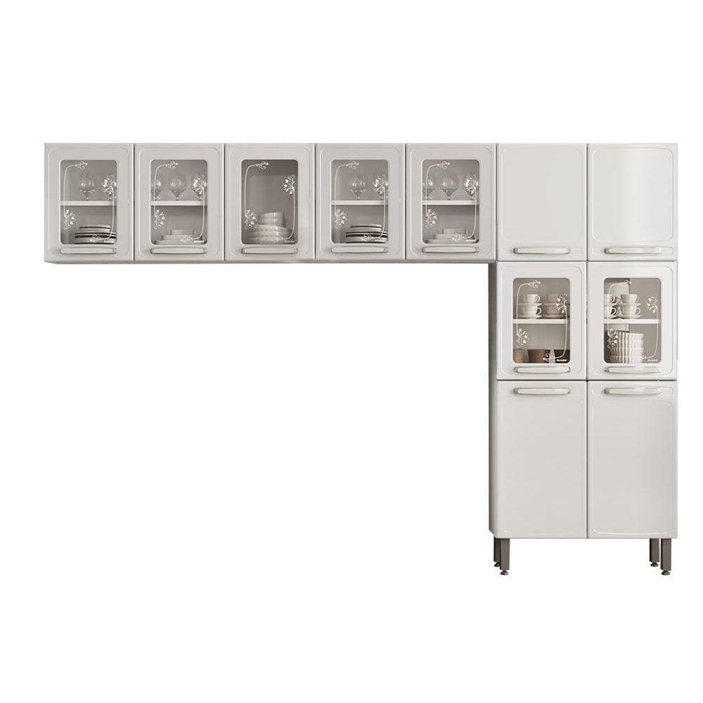 Kit de Cozinha Modulada 3 Peças Evidence (2 Armários + 1 Paneleiro) CPT62 Branco - Bertolini