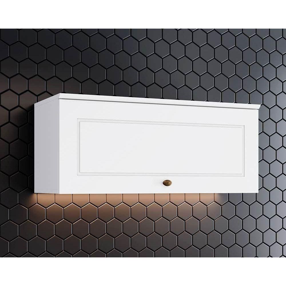 Armário Aéreo p/ Cozinha Americana c/ 1 Porta Basculante 80cm Branco - Henn