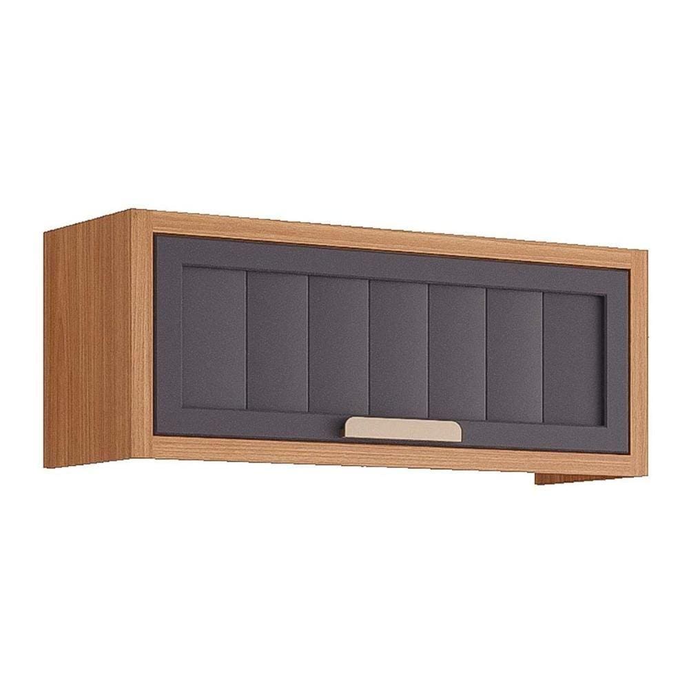 Módulo Cozinha MGM Estela Armário Geladeira c/1 Porta Basculante Ripada 80 cm Freijo/Titanium-MGM