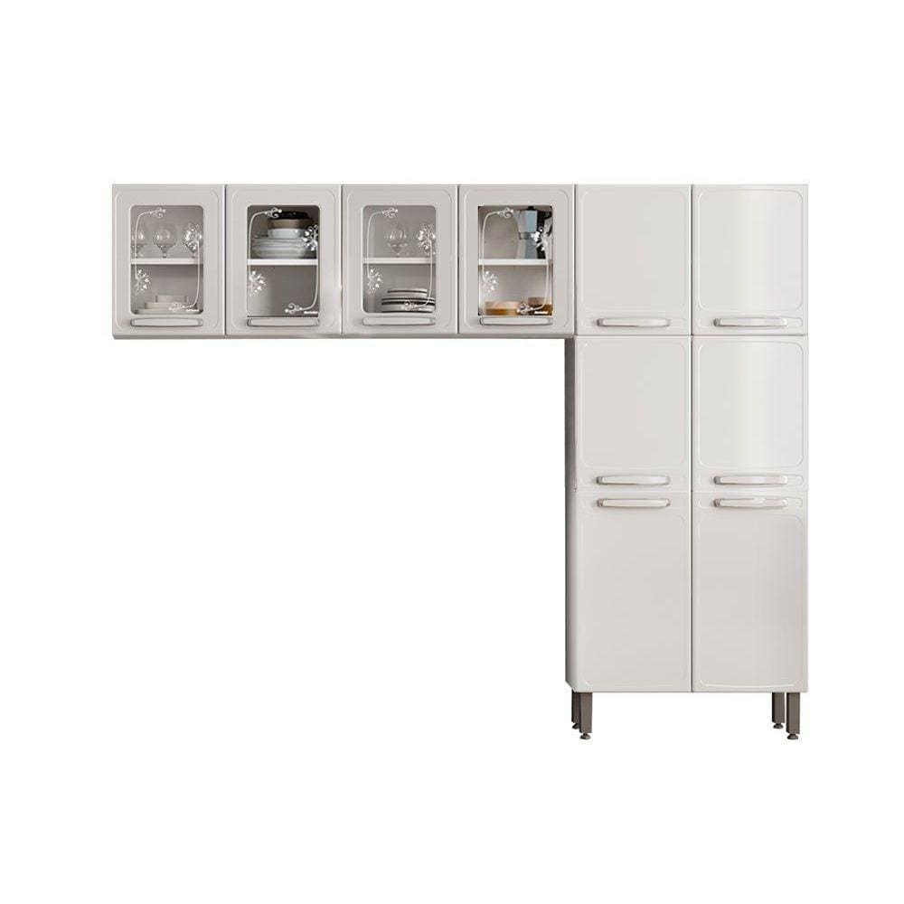 Kit de Cozinha Modulada 3 Peças Evidence (2 Armários + 1 Paneleiro) CPT50 Branco - Bertolini