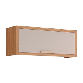 Armário de Cozinha Modulado Eloise Geladeira c/1 Porta Basculante Riscada 80 cm Freijo/Off White - MGM