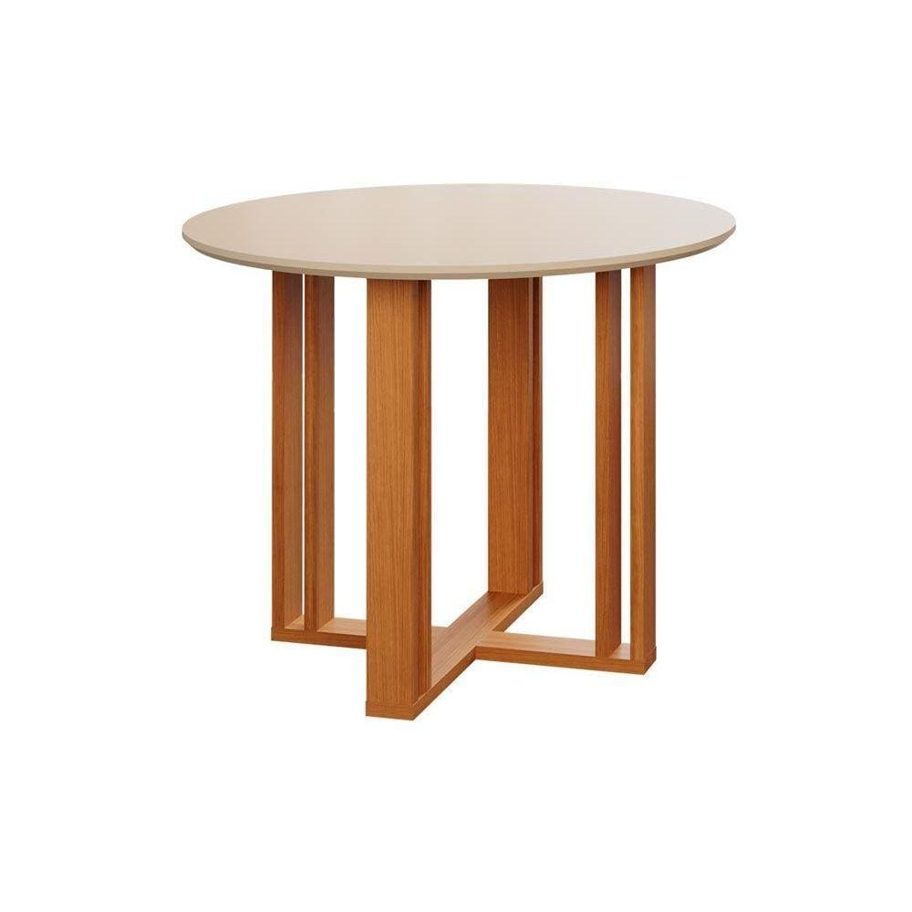 Mesa para Cozinha Flora + Tampo Madeirado 93cm Nature/Off White - Cimol