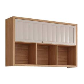 Módulo Cozinha MGM Estela Armário c/3Nichos e 1 Porta Basculante Ripada 120 cm Freijo/Off White-MGM