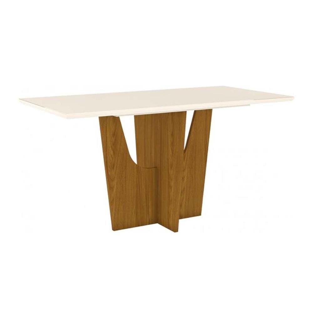 Mesa para Cozinha Vértice + Tampo Madeirado 160x80cm Nature/Off White - Henn