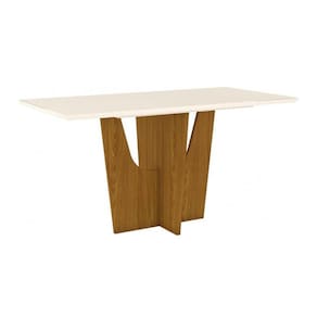 Mesa para Cozinha Vértice + Tampo Madeirado 160x80cm Nature/Off White - Henn
